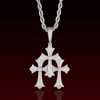 S925 Moissanite Triple Cross pendant