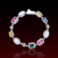 S925 Multi Color Gemstone Moissanite  Bracelet