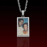 Square Photo Pendant Custom Moissanite Pendant