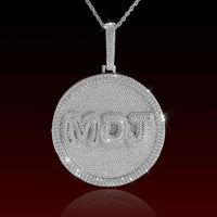 Baguette Cut Letter 3D Circle Custom Pendant