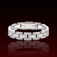 3 Row Baguette & Round Moissanite Bracelet