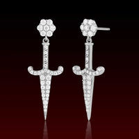 Cluster Sword Dangling Moissanite Earring