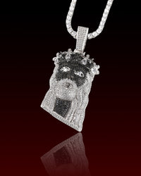 Four Leaf Crown Jesus Iced Out Pendant