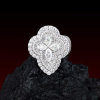 S925 Moissanite Marquise Cross Halo Ring