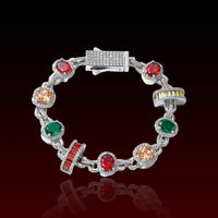 S925 Multi Color Gemstone Holo Moissanite Bracelet